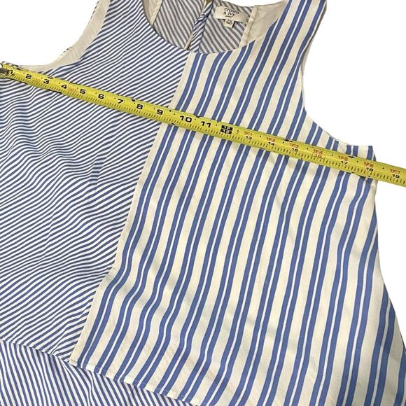 Crown & Ivy Split Back Layered Tank Blue And White Striped Women’s PM - Picture 7 of 8